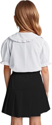 Girls Summer Sets Short Sleeve Shirt and Skirt Casual Top Solid Mini Skirts 4-13 Years in Saudi Arabia