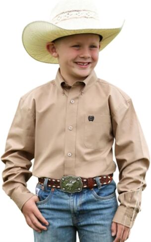 Cinch Boy's Khaki Long Sleeve Shirt in Kuwait
