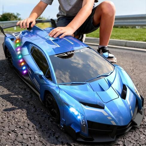 Holyton Transform Remote Control Car ، تحويل سيارات Robot RC ، مقياس 1: 10 ، سيارة لعبة مع برمجة STEM ، روبوت واحد ، مصابيح LED ، المؤثرات الصوتية ، هدية مثالية لـ 5 6 7 8 9 10 11 12 سنة فتى in Kuwait