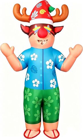 Christmas in July Inflatable Reindeer Costume Adult Men Blow Up Deer Elk Animal Costumes Funny Flamingo Summer Hawaiian Outfit Xmas Holiday Party Cosplay for Women Unisex in Saudi Arabia