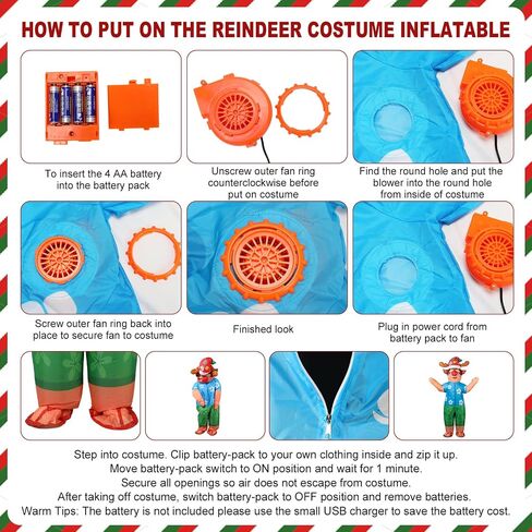 Christmas in July Inflatable Reindeer Costume Adult Men Blow Up Deer Elk Animal Costumes Funny Flamingo Summer Hawaiian Outfit Xmas Holiday Party Cosplay for Women Unisex in Saudi Arabia