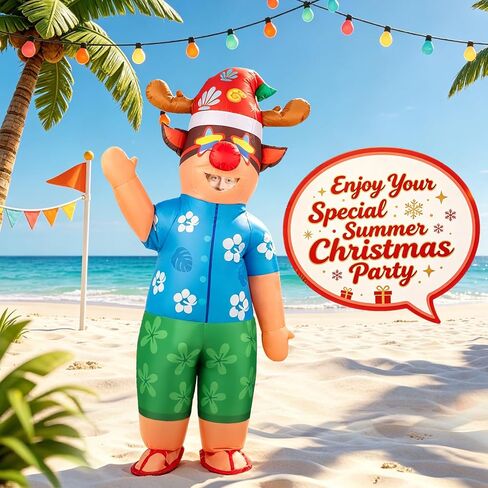 Christmas in July Inflatable Reindeer Costume Adult Men Blow Up Deer Elk Animal Costumes Funny Flamingo Summer Hawaiian Outfit Xmas Holiday Party Cosplay for Women Unisex in Saudi Arabia