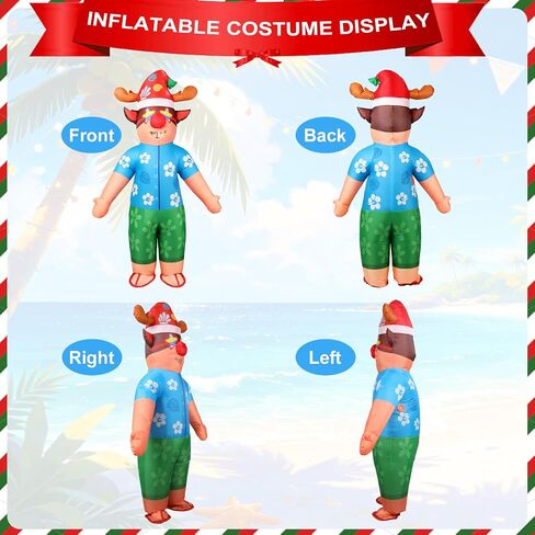 Christmas in July Inflatable Reindeer Costume Adult Men Blow Up Deer Elk Animal Costumes Funny Flamingo Summer Hawaiian Outfit Xmas Holiday Party Cosplay for Women Unisex in Saudi Arabia
