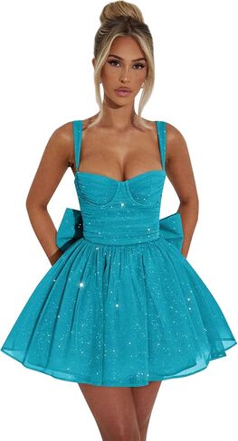 Spaghetti Straps Glitter Tulle Homecoming Dresses 2026 Sweetheart Short Prom Dress Cocktail Party Gown in Saudi Arabia