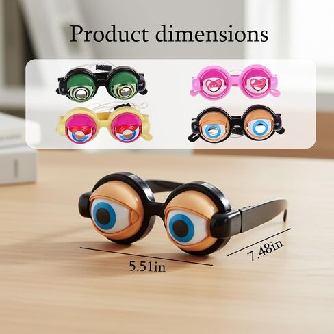Kinetic Crazy Eyes Glasses, Crazy Eyes Glasses, 4PCS Funny Props Glasses With Blinking Eyeballs, Crazy Eye Glasses for Costume Parties, Pranks, Gag Gifts, Photo Props, Social Gatherings in Saudi Arabia