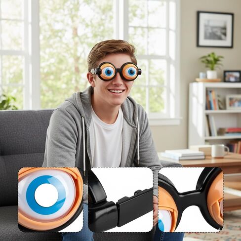 Kinetic Crazy Eyes Glasses, Crazy Eyes Glasses, 4PCS Funny Props Glasses With Blinking Eyeballs, Crazy Eye Glasses for Costume Parties, Pranks, Gag Gifts, Photo Props, Social Gatherings in Saudi Arabia