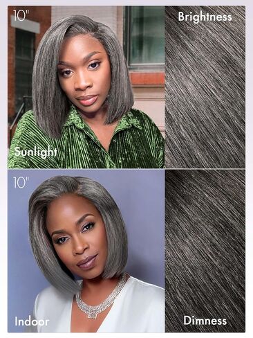 LUVME HAIR 12'' Grey Salt & Pepper Bob Wig Blunt Cut Bob Wig Pre Cut Glueless Wigs Glueless Lace Front 12 Inches Bob, Pre Cut Plucked Hd Lace Short Wig Ready To Go Natural Color Straight Side Part in Kuwait