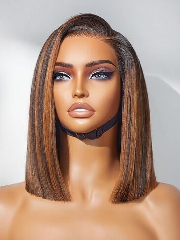 LUVME HAIR 12'' Grey Salt & Pepper Bob Wig Blunt Cut Bob Wig Pre Cut Glueless Wigs Glueless Lace Front 12 Inches Bob, Pre Cut Plucked Hd Lace Short Wig Ready To Go Natural Color Straight Side Part in Kuwait