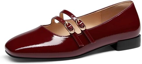 Coutgo Women's Mary Jane Flats Square Toe Ballet Flats Double Strap Slip On Dressy Shoes for Work Office in Kuwait