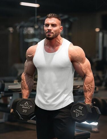 Muscle Cmdr Men's Casual Tank Tops Fitness Muscle Gym Ribbed Workout Sleeveless Bodybuilding Shirts in Saudi Arabia