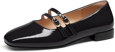Coutgo Women's Mary Jane Flats Square Toe Ballet Flats Double Strap Slip On Dressy Shoes for Work Office in Kuwait