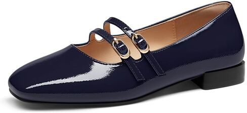 Coutgo Women's Mary Jane Flats Square Toe Ballet Flats Double Strap Slip On Dressy Shoes for Work Office in Kuwait