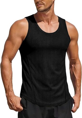 Muscle Cmdr Men's Casual Tank Tops Fitness Muscle Gym Ribbed Workout Sleeveless Bodybuilding Shirts in Saudi Arabia
