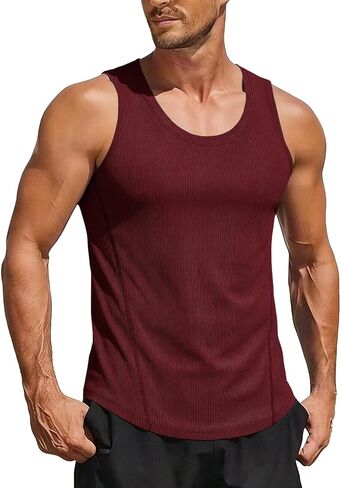 Muscle Cmdr Men's Casual Tank Tops Fitness Muscle Gym Ribbed Workout Sleeveless Bodybuilding Shirts in Saudi Arabia