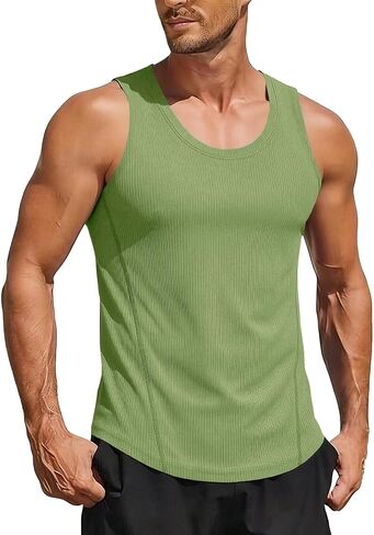 Muscle Cmdr Men's Casual Tank Tops Fitness Muscle Gym Ribbed Workout Sleeveless Bodybuilding Shirts in Saudi Arabia