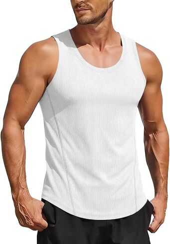 Muscle Cmdr Men's Casual Tank Tops Fitness Muscle Gym Ribbed Workout Sleeveless Bodybuilding Shirts in Saudi Arabia