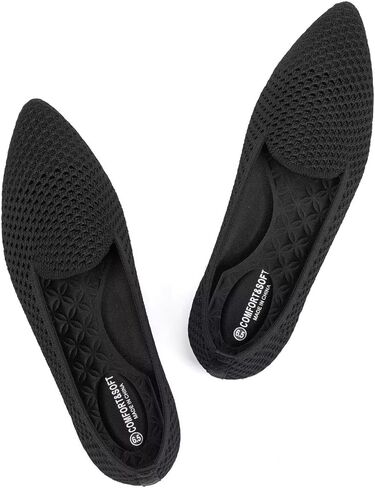 Frank Mully Womens Pointed Toe Flats Comfort Loafes Slip On Shoes for Woman Low Wedge Knit Dress Shoes for Work in Saudi Arabia