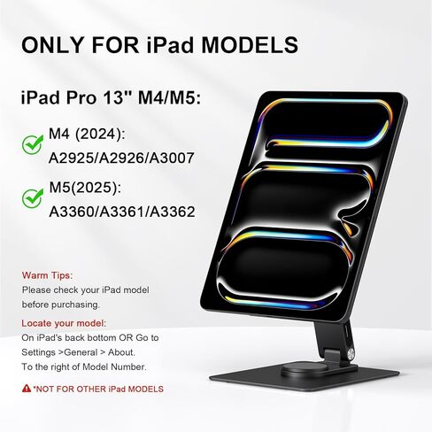 iPad Pro Magnetic Stand for iPad Pro 13 inch (M4) 2024, Foldable Stand Dock for iPad Pro M4 with 360° Rotating Tablet Stand for Desk Mount iPad Holder for iPad in Kuwait