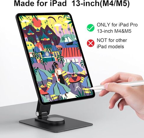 iPad Pro Magnetic Stand for iPad Pro 13 inch (M4) 2024, Foldable Stand Dock for iPad Pro M4 with 360° Rotating Tablet Stand for Desk Mount iPad Holder for iPad in Kuwait