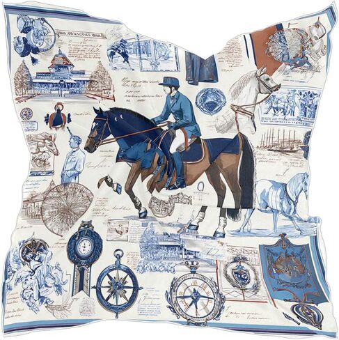 Head Scarf for Women Neck Scarf Vintage Equestrian Pattern Large Square Satin Wrap Hair Bandana 24" Silk Like Scarves in Saudi Arabia