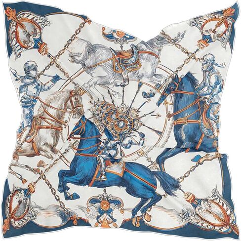Head Scarf for Women Neck Scarf Vintage Equestrian Pattern Large Square Satin Wrap Hair Bandana 24" Silk Like Scarves in Saudi Arabia