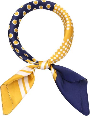 Women Contrast Color Polka Dots Printed Scarf, 27.6x27.6 Square Satin Symmetrical Neck Scarves Neckerchief in Kuwait