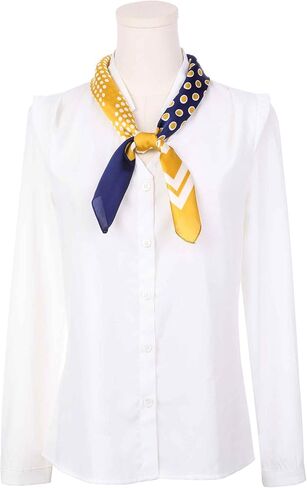 Women Contrast Color Polka Dots Printed Scarf, 27.6x27.6 Square Satin Symmetrical Neck Scarves Neckerchief in Kuwait