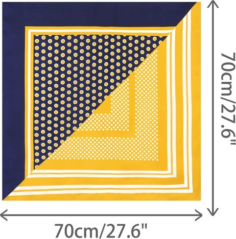 Women Contrast Color Polka Dots Printed Scarf, 27.6x27.6 Square Satin Symmetrical Neck Scarves Neckerchief in Kuwait
