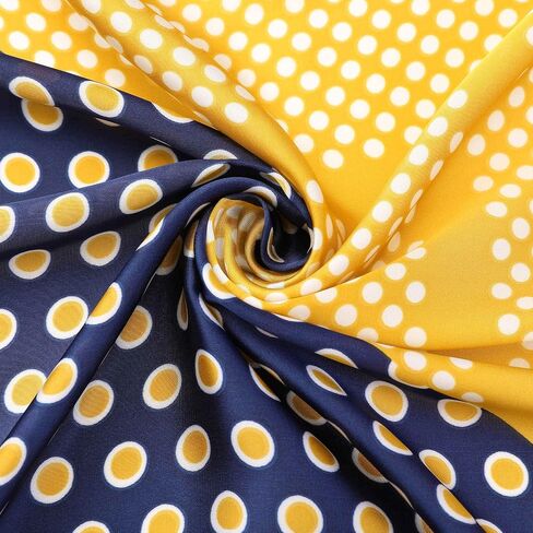 Women Contrast Color Polka Dots Printed Scarf, 27.6x27.6 Square Satin Symmetrical Neck Scarves Neckerchief in Kuwait