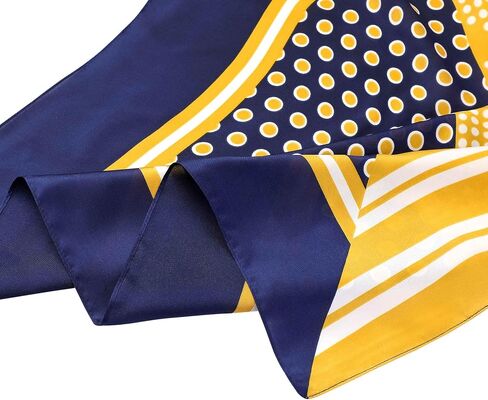 Women Contrast Color Polka Dots Printed Scarf, 27.6x27.6 Square Satin Symmetrical Neck Scarves Neckerchief in Kuwait