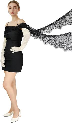 Bridal to Be Long Lace Neck Scarf for Wedding 118 Inch Lace Scarf with Tassel for Bride Evening Party in Saudi Arabia