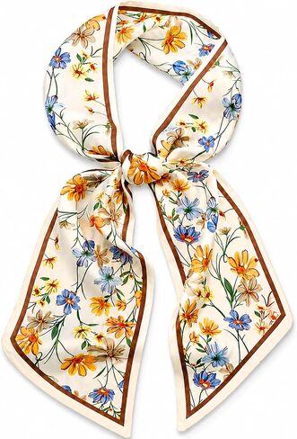 NextArt Floral Satin Hair Scarf for Women, Silky Feel Neck Wrap, Purse Handle Scarf, Lightweight Spring Summer Gift for Her in Saudi Arabia