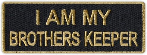 Motorcycle Biker Jacket/Vest Embroidered Patch - I Am My Brother's Keeper (Black/Gold Design) in Kuwait