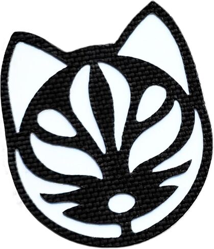 Kitsune Fox Mask Morale Patch - تصميم ياباني مقطوع بالليزر مع خطاف خلفي - أحمر - 1.25 بوصة × 1 بوصة in Kuwait