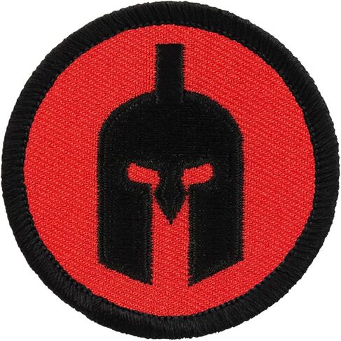Retro Red and Black Spartan Helmet Patrol Patch - 2" Diameter Round Embroidered Patch (Sew-on) in Kuwait