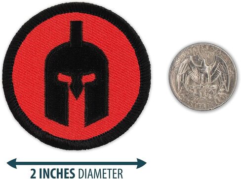 Retro Red and Black Spartan Helmet Patrol Patch - 2" Diameter Round Embroidered Patch (Sew-on) in Kuwait