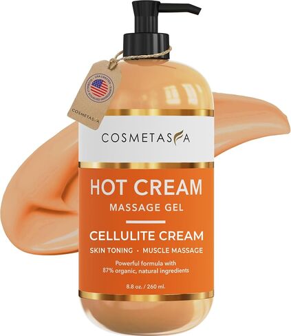 Cosmetasa Hot Cream Massage Gel - Natural and 87% Organic Cellulite Cream - Multi Use, Skin Toning Cream, Soothes Aches, for Sore Joints and Muscle - 8.8 Oz in Kuwait