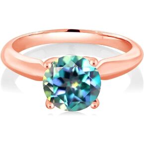 Gem Stone King 18K Rose Gold Plated Silver Gemstone Birthstone Solitaire Engagement Ring For Women | Round 8MM | Wedding Engagement Anniversary Promise Ring | Size 5-9 in Saudi Arabia
