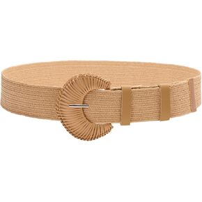 YooAi Straw Woven Belts for Women Dresses Wide Boho Stretch Waist Belt Summer Raffia Belts in Saudi Arabia