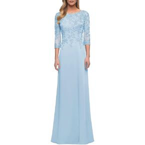 Women's Mother of The Bride Dresses with Sleeve Long Chiffon Lace Formal Wedding Evening Gowns in Saudi Arabia