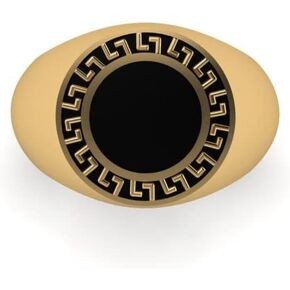 RATNAVALI ARTS 925 Sterling Silver Gold Plated Greek Key Ring for Men - Classic Men’s Ring in Saudi Arabia