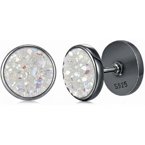 Black Earrings for Men 925 Sterling Silver Stud Earrings Helix Piercing Jewelry Gifts for Women in Saudi Arabia