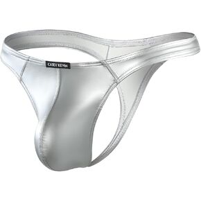 Casey Kevin Mens Leather Thong Sexy Shiny Metallic Underwear Low Rise G-string Bikini Swimsuit Sparkly T Back in Saudi Arabia