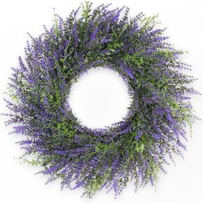 DDHS 24inch Lavender Wreath for Front Door, Window, Porch, Spring Summer Artificial Wreaths All Seasons Farmhouse Indoor Outdoor Decor-pulpre in Saudi Arabia