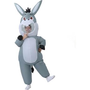 Inflatable Donkey Costume - Adult Funny Blow Up Farm Animal | Grey Full Body Jumpsuit. Hilarious Gag Outfit for Halloween, Cosplay, Festival Parades & Bachelor Events. in Saudi Arabia