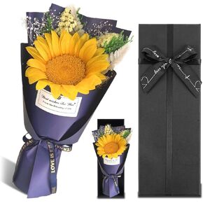 Preserved Flowers Bouquet Forever Real Sunflower, Eternal Flower Bouquet in Gift Box - Ready to Gifts for Women, Girlfriend, Valentine's Day, Mother's Day in Saudi Arabia