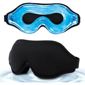 3D Cooling Gel Eye Mask for Migraines and Puffy Eyes, Cold/Heat Therapy for Dry Eyes and Sinus Pressure, 100% Blackout Sleep Mask for Side Sleepers, Adjustable Contoured Blindfold with Travel Pouch in Saudi Arabia