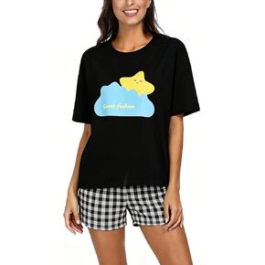 Womens Pajama Set Summer Short Sleeve Pjs with Pockets Soft Comfy Loungewear Outfit Sleepwear Nightwear 2 Piece in Saudi Arabia