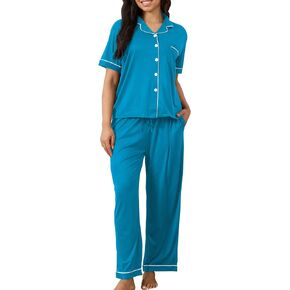 Vopmocld Women Button Down Pajama Sets Solid Color Sleepwear Bride Soft Pjs Cozy Short Long 2pcs Loungewear with Pockets in Saudi Arabia