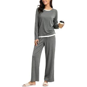 Womens Pajama Set Long Sleeve Lounge Sets with Pockets Soft Comfy PJs Loungewear Outfit Sleepwear Nightwear 2 Piece in Saudi Arabia